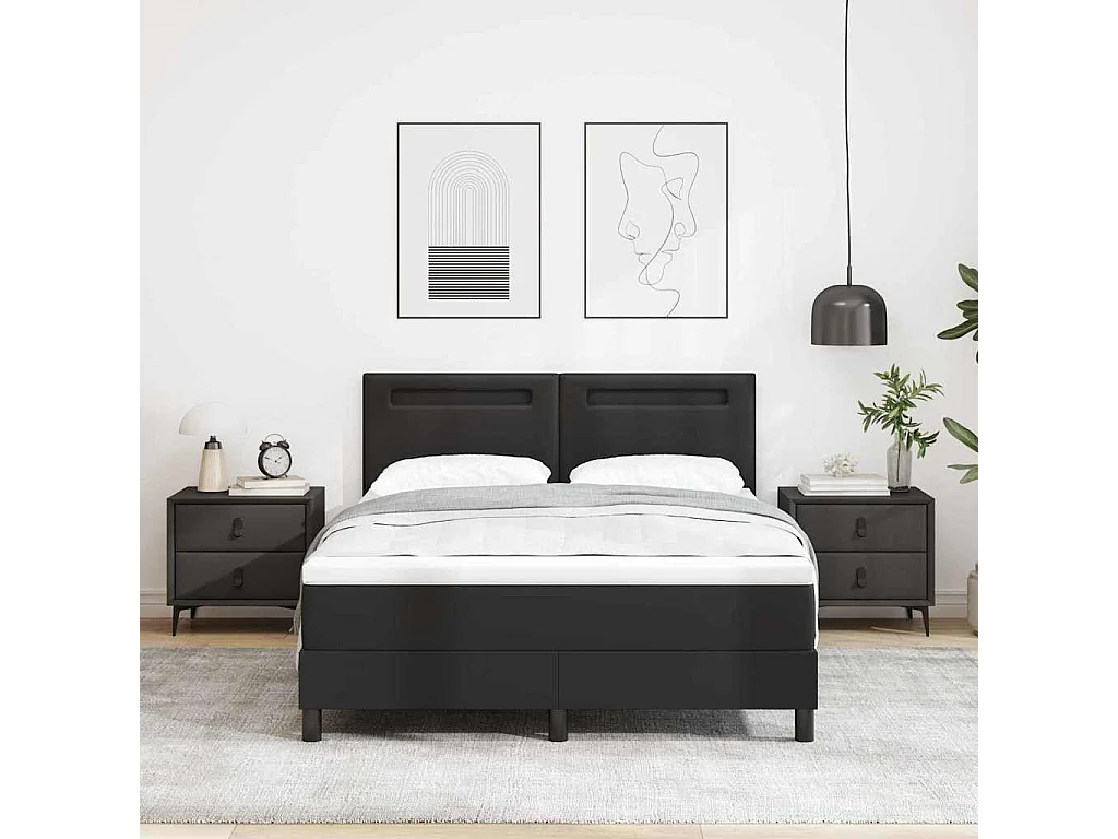 Cadre de lit avec matelas Noir 160 x 200 cm Faux cuir