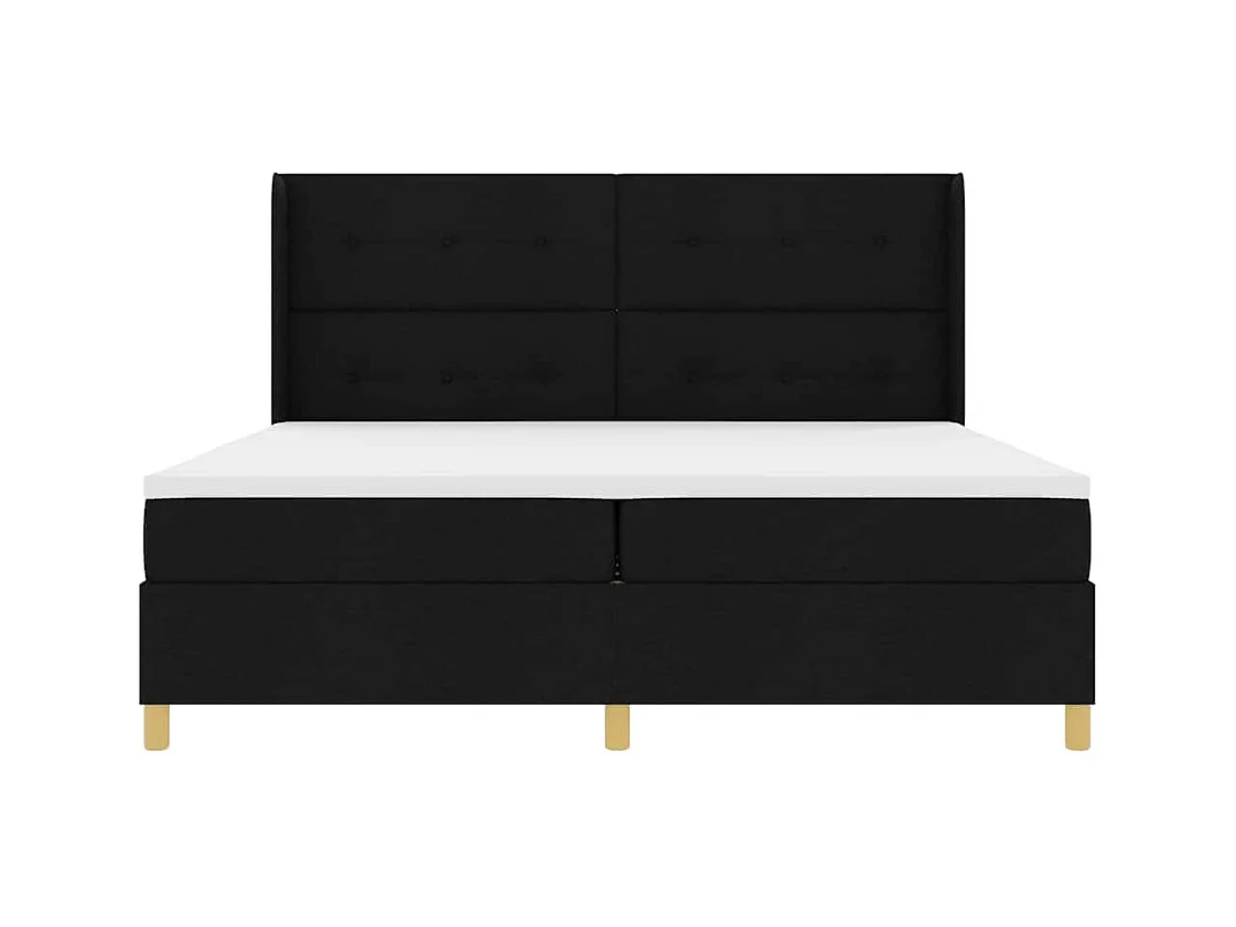 Cama con Somier con colchón Negro 200 x 200 cm tela