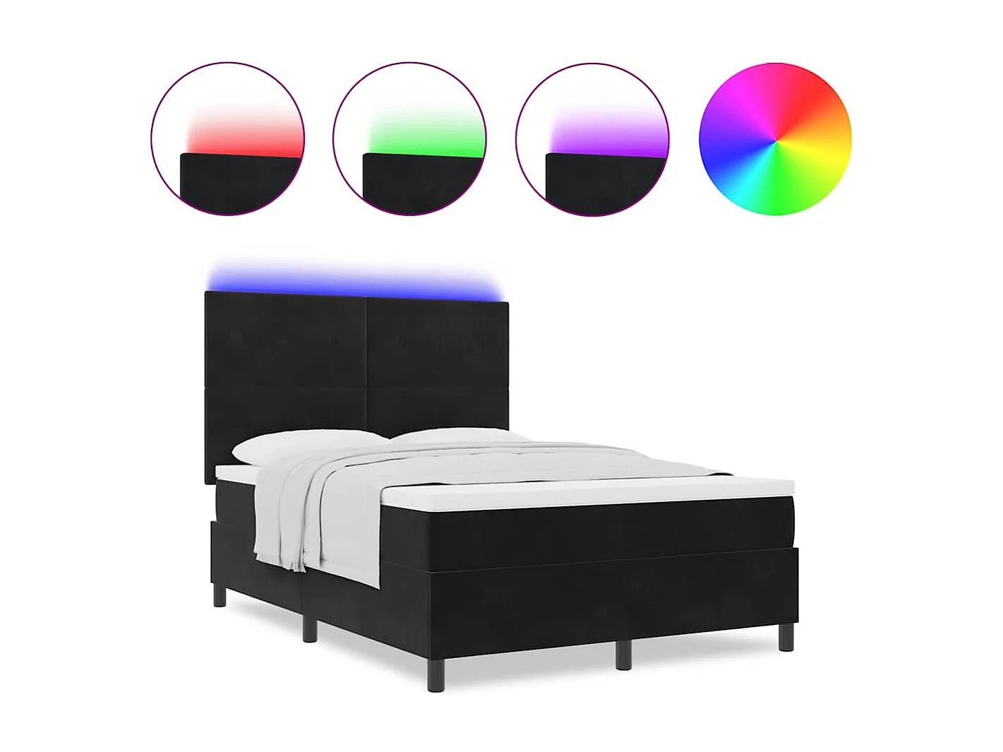 Cadre de lit avec matelas Noir 160 x 200 cm Velours