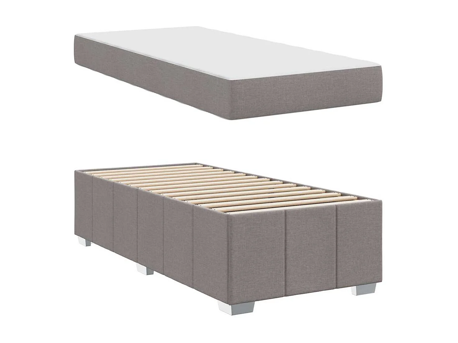 Estructura de cama con colchón Taupé 120 x 190 cm tela
