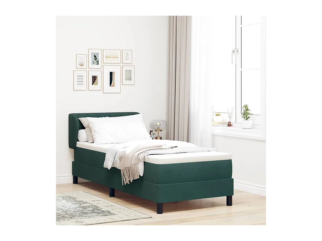 Cadre de lit avec matelas gris foncé 80x200 cm en velours