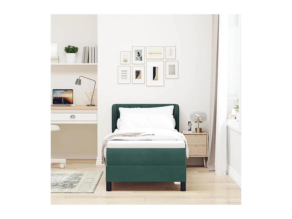 Cadre de lit avec matelas gris foncé 80x200 cm en velours