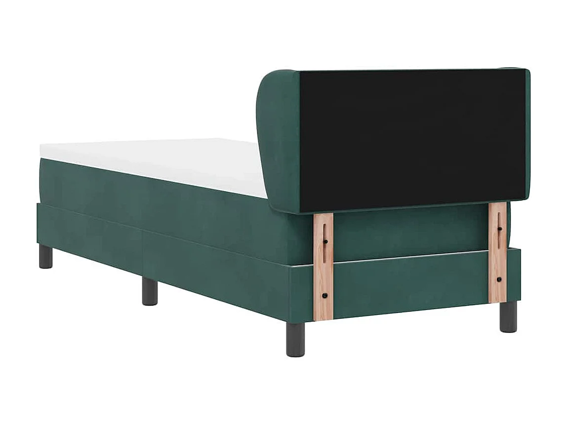 Cama Box Spring com Colchão Cinza Escuro 80x200 cm em Veludo