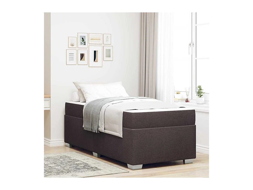 Cadre de lit Marron foncé 100 x 200 cm tissu