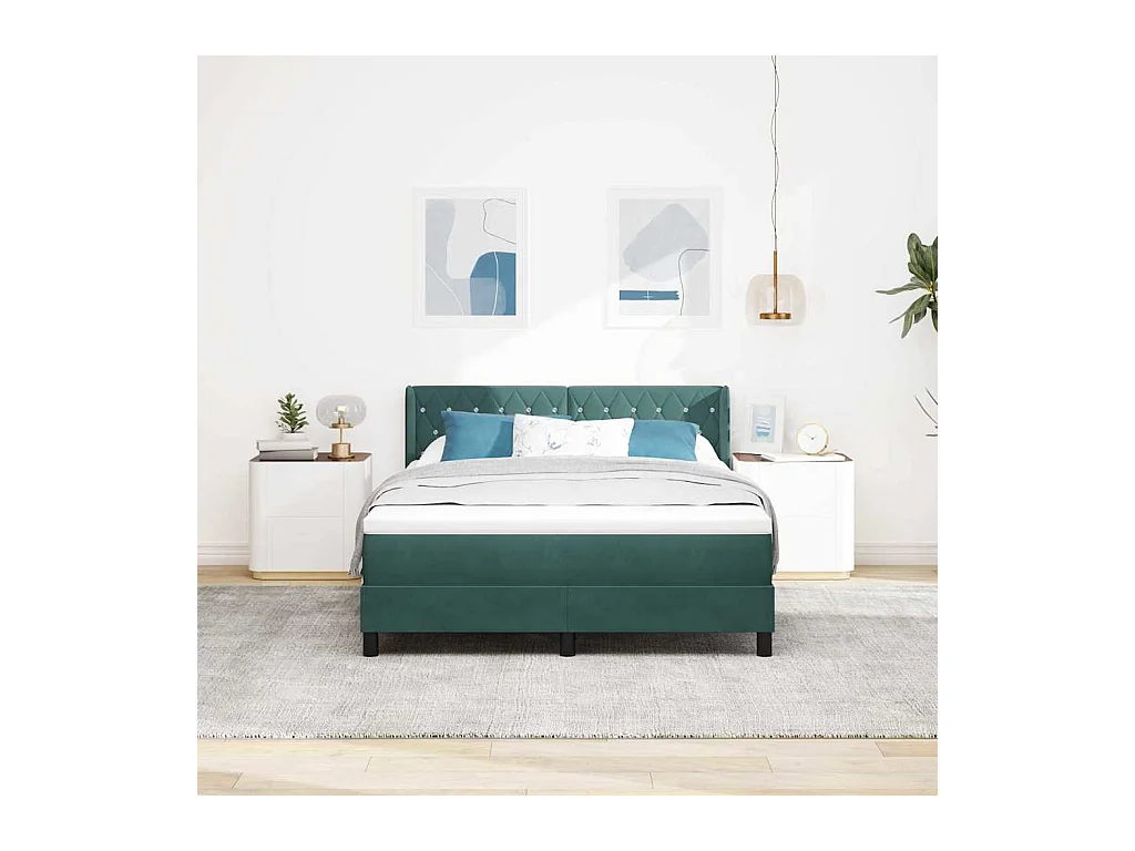 Cadre de lit avec matelas noir 100x200 cm en velours