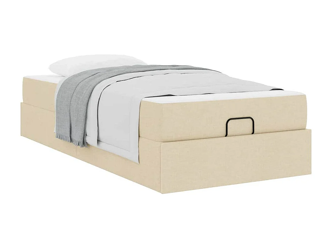 Cadre de lit avec matelas Crème 100 x 200 cm tissu