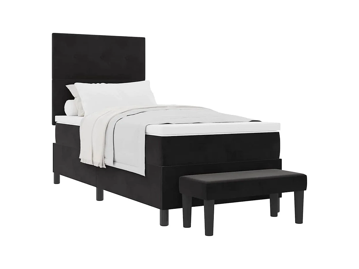 Cadre de lit avec matelas Noir 100 x 200 cm Velours