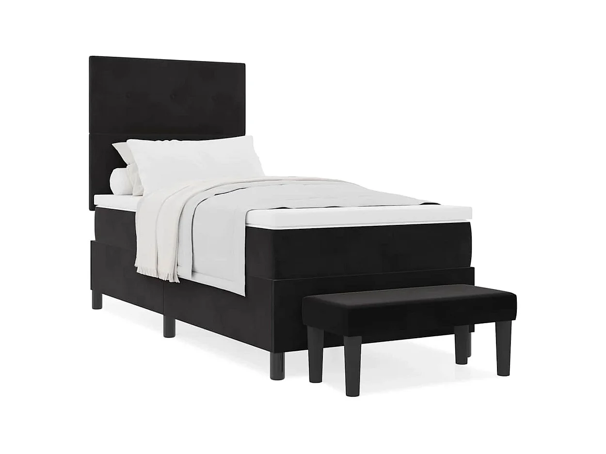 Cadre de lit avec matelas Noir 100 x 200 cm Velours