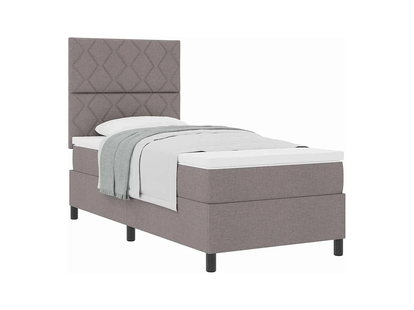 Cadre de lit avec matelas Taupe 90 x 190 cm tissu