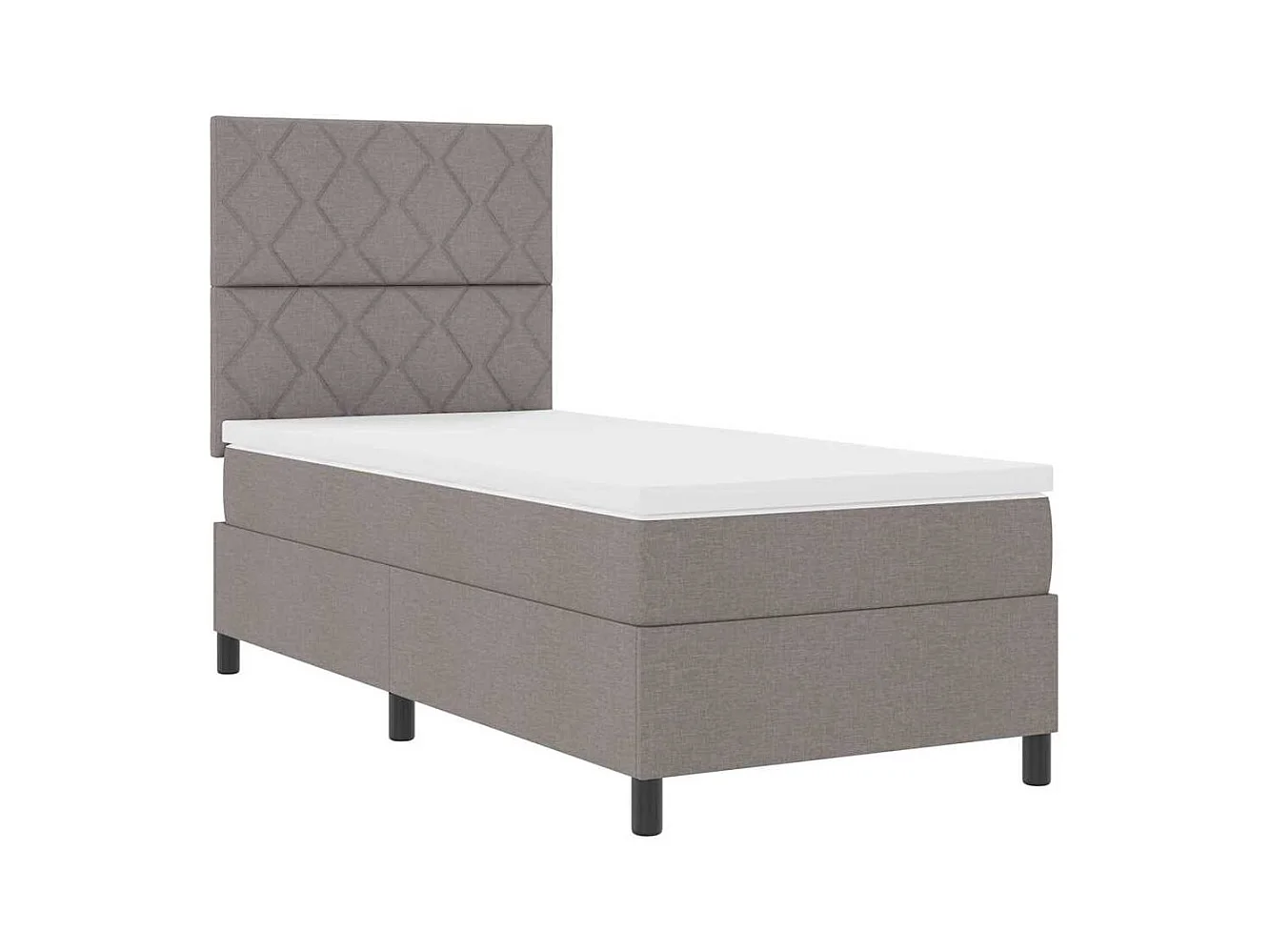 Cadre de lit avec matelas Taupe 90 x 190 cm tissu