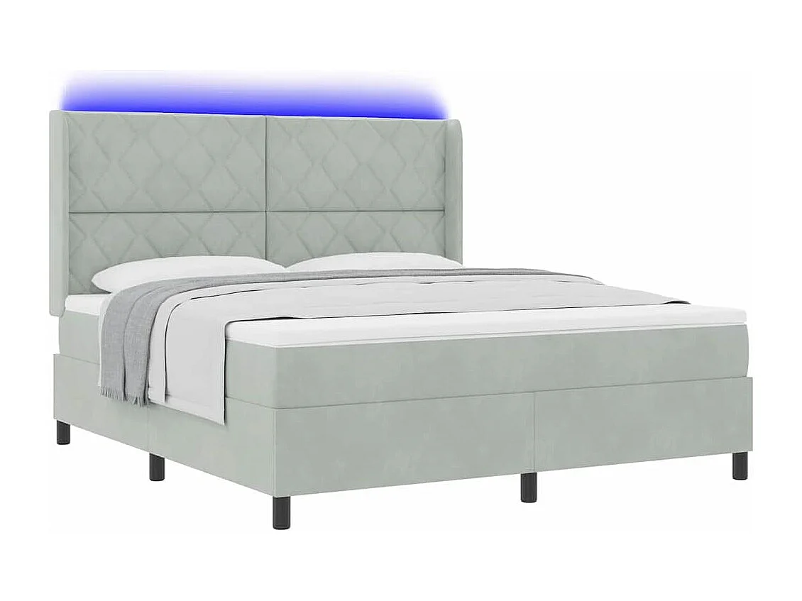 Cadre de lit avec Matelas LED Gris clair 180 x 200 cm Velours