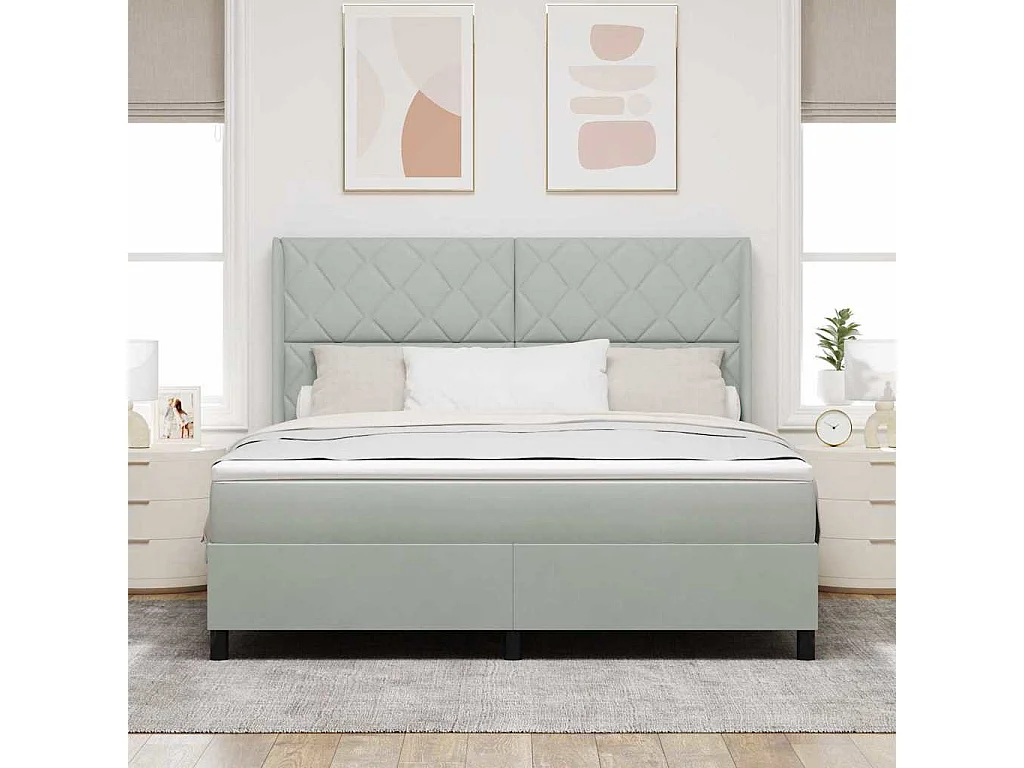 Cadre de lit avec Matelas LED Gris clair 180 x 200 cm Velours