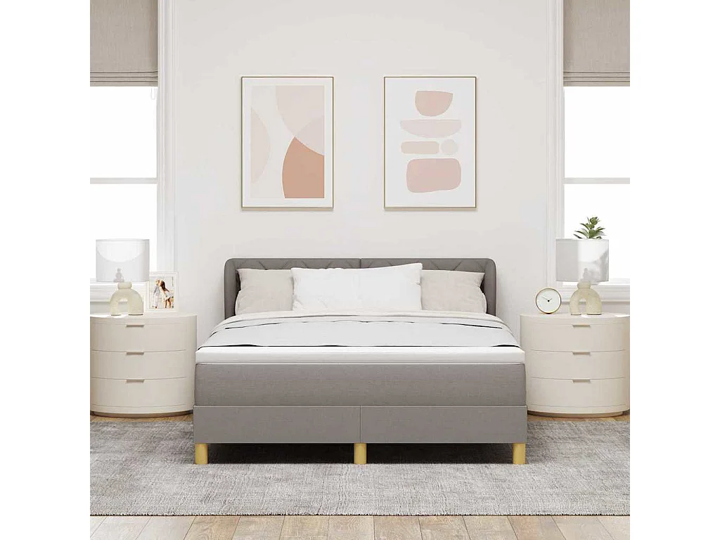 Cadre de lit avec Matelas Crème 90x200 cm Tissu Taupe