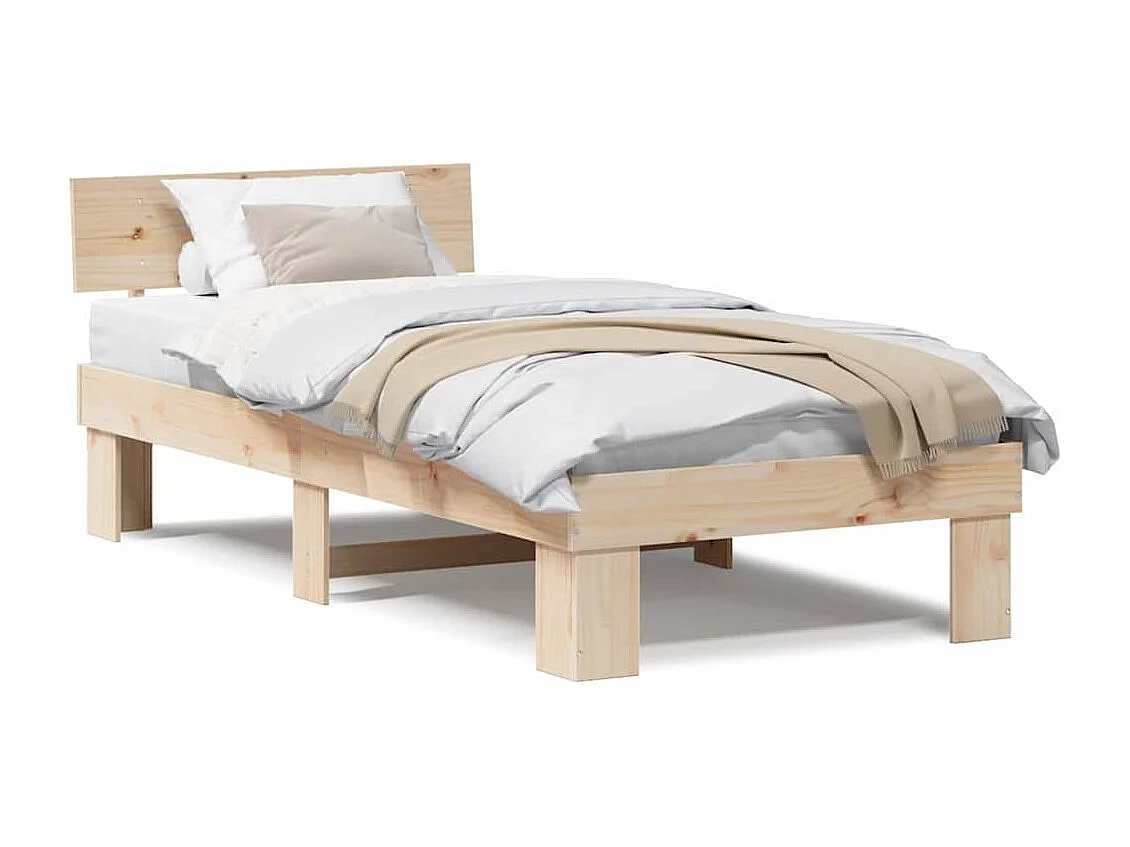 Estructura de cama Marrón 75 x 190 cm Madera maciza de pino