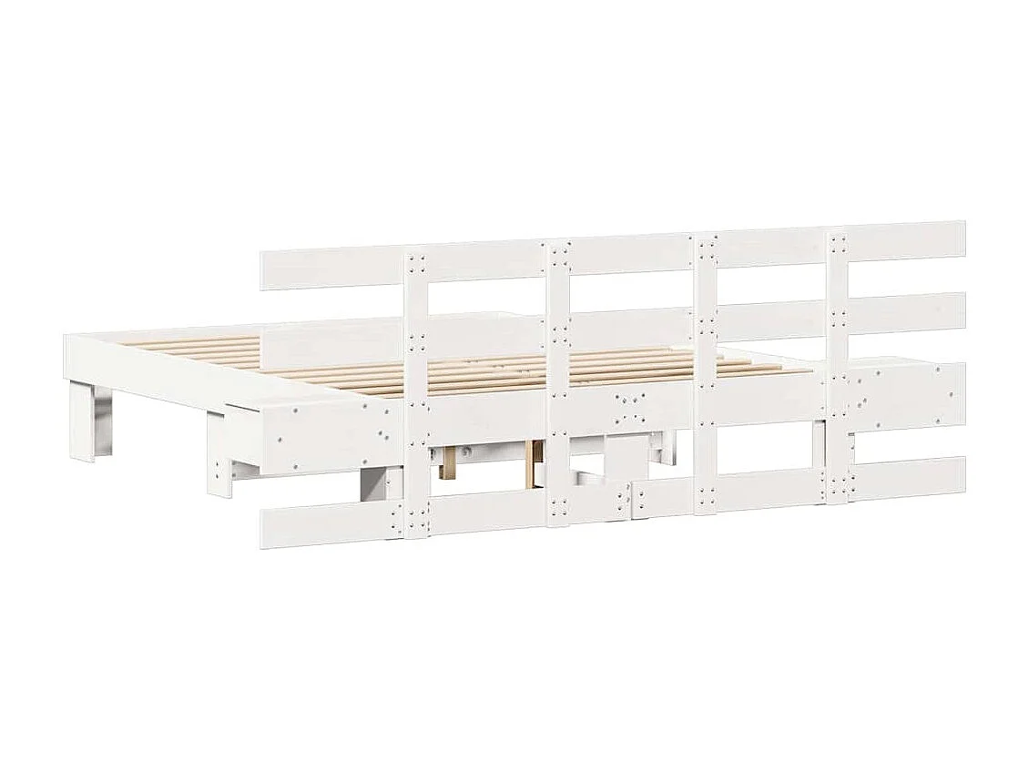 Estrutura da Cama com gaveta Branco 120 x 190 cm Madeira maciça
