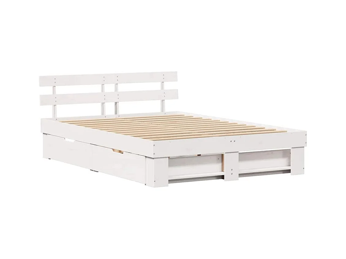 Estructura de cama Blanco 140 x 200 cm Madera maciza de pino