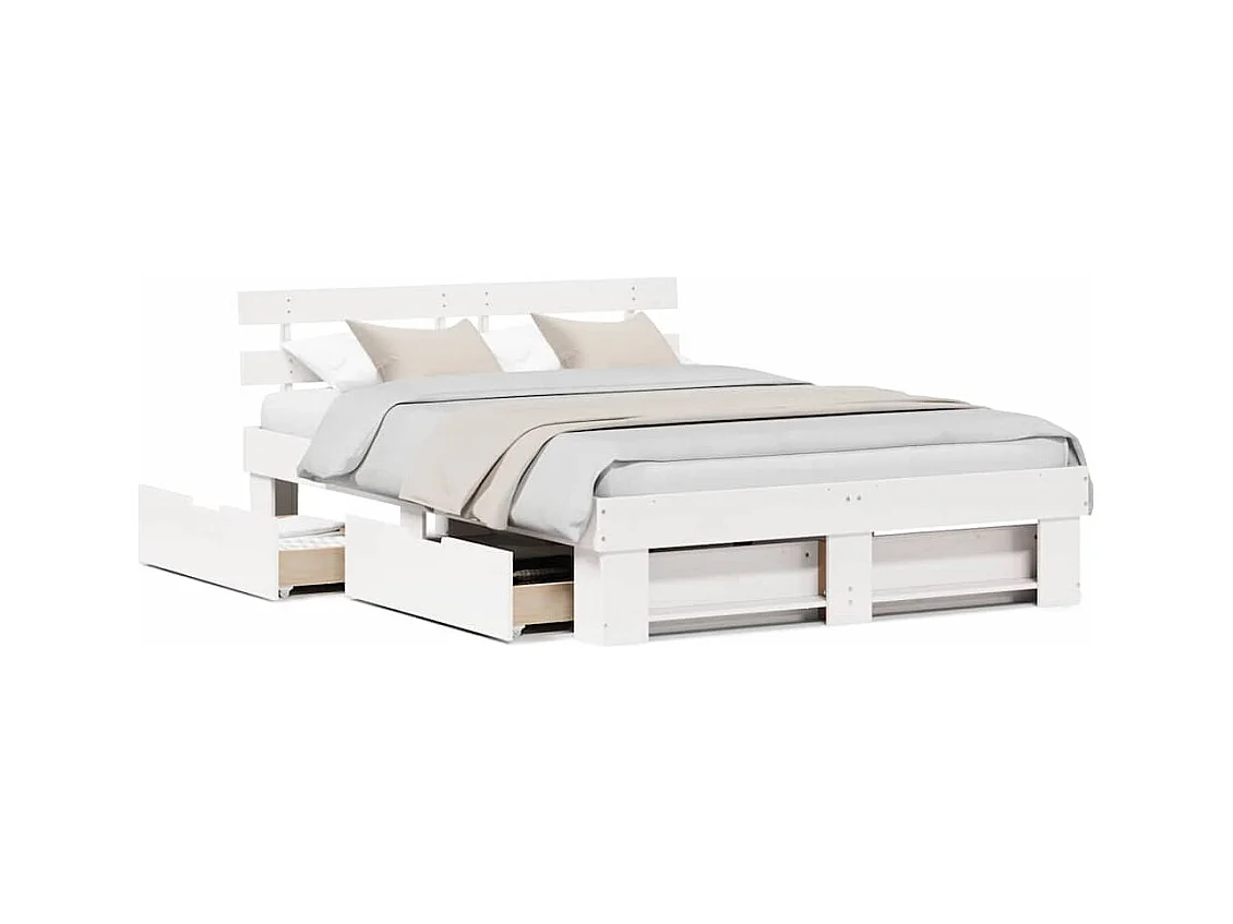 Estructura de cama Blanco 140 x 200 cm Madera maciza de pino