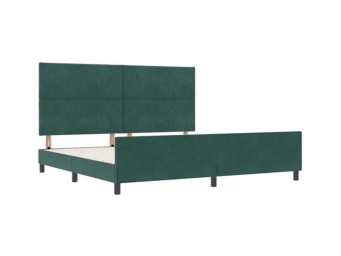 Cadre de lit avec tête de lit Vert foncé 200 x 200 cm Velours
