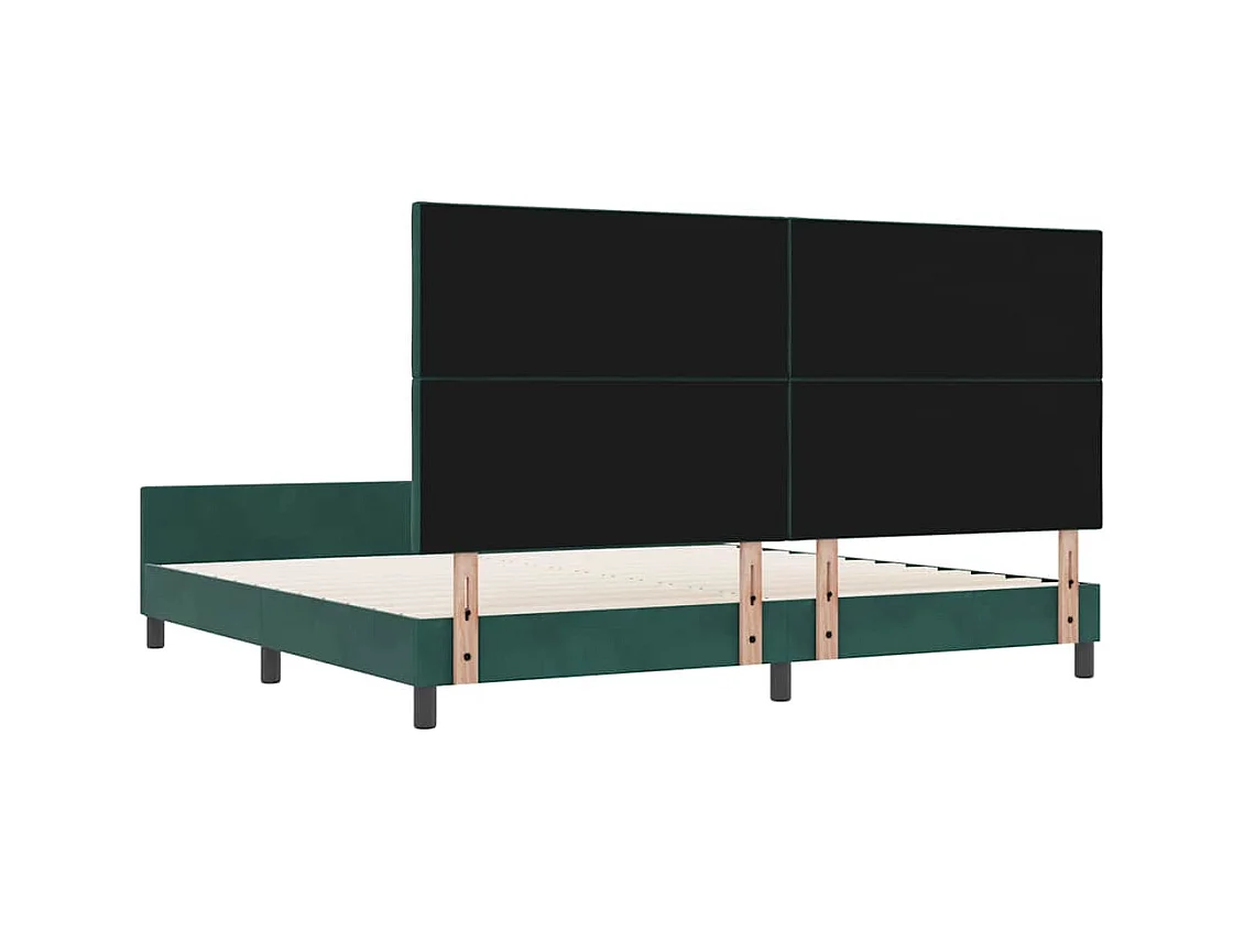 Cadre de lit avec tête de lit Vert foncé 200 x 200 cm Velours