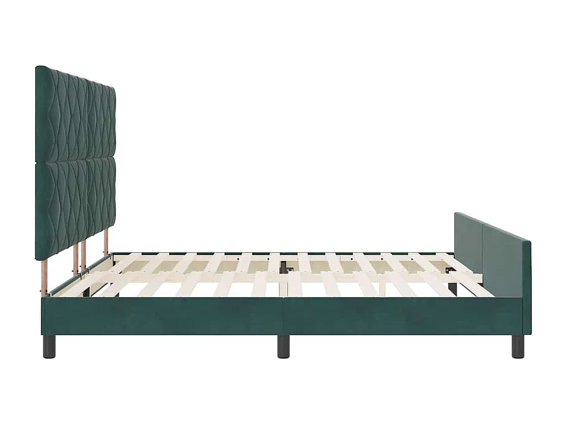Cadre de lit avec tête de lit Vert foncé 200 x 200 cm Velours