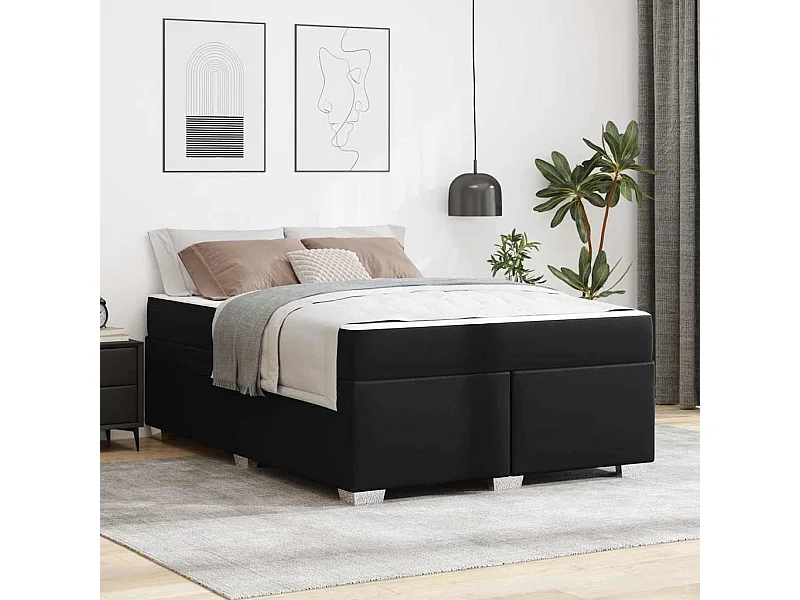 Estrutura da Cama Preto 140 x 200 cm Couro sintético