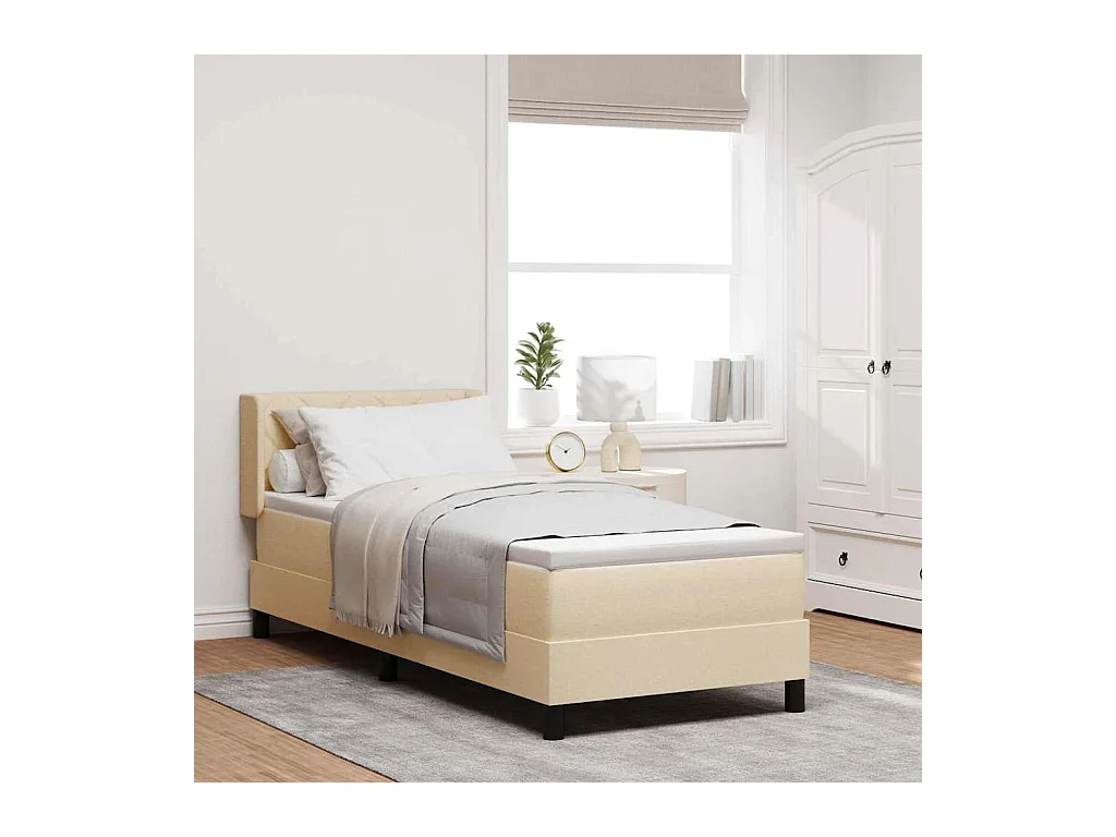 Cama box spring con colchón con colchón Crema 80 x 200 cm