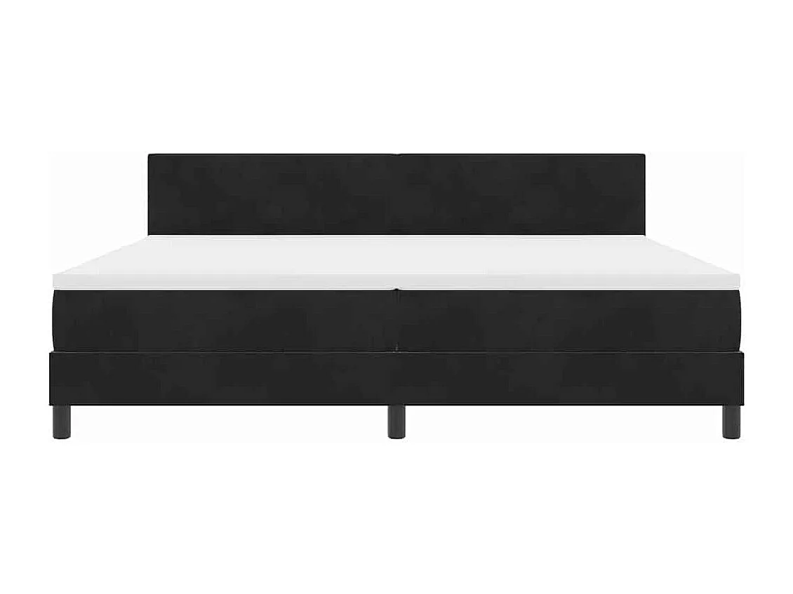 Cama Box com colchão com cabeceira Preto 200 x 200 cm Veludo