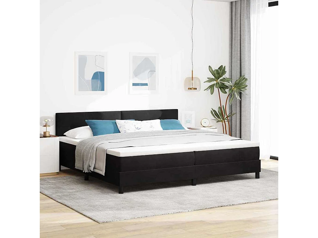 Cadre de lit avec matelas Noir 200 x 200 cm Velours