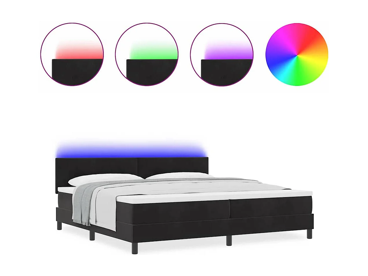 Cadre de lit avec matelas Noir 200 x 200 cm Velours