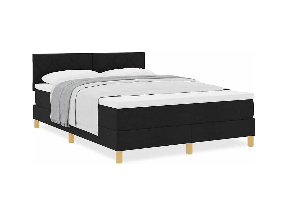 Cadre de lit avec matelas avec matelas Noir 140 x 190 cm tissu