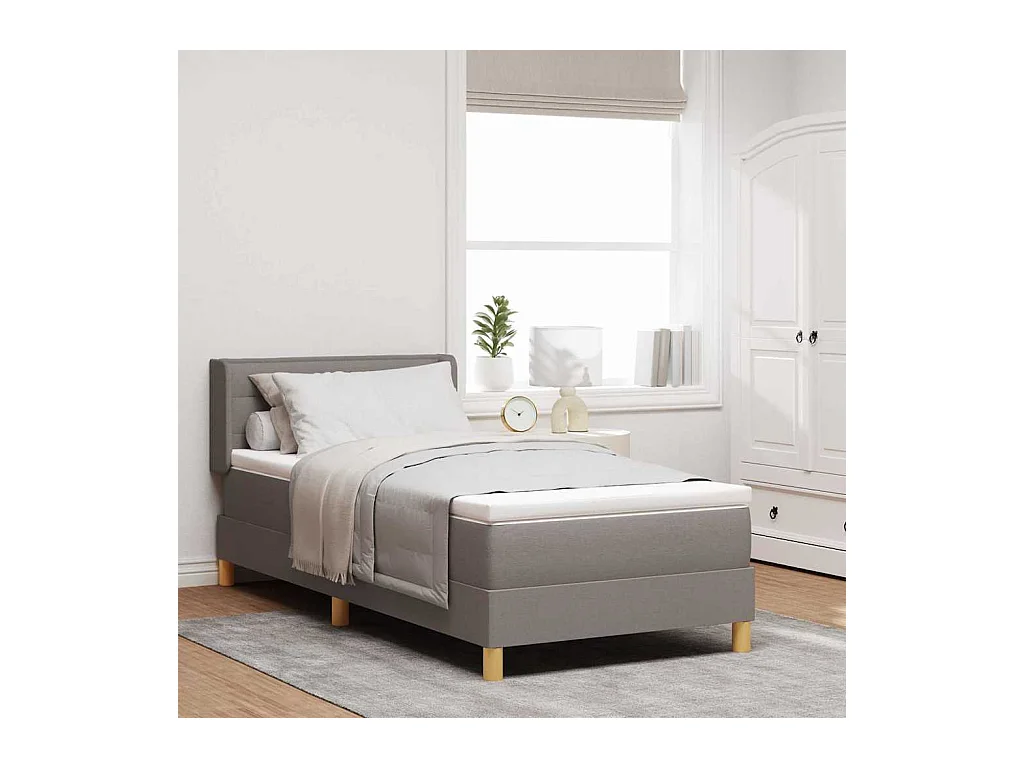 Cadre de lit avec matelas Taupe 80 x 200 cm tissu