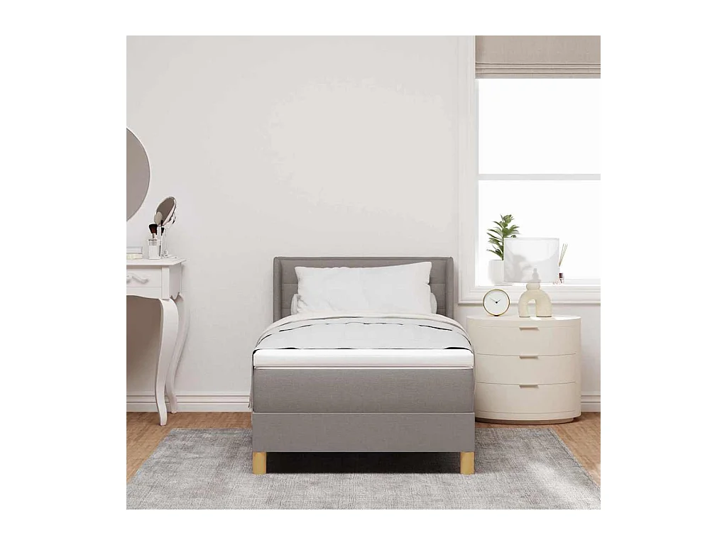 Cadre de lit avec matelas Taupe 80 x 200 cm tissu