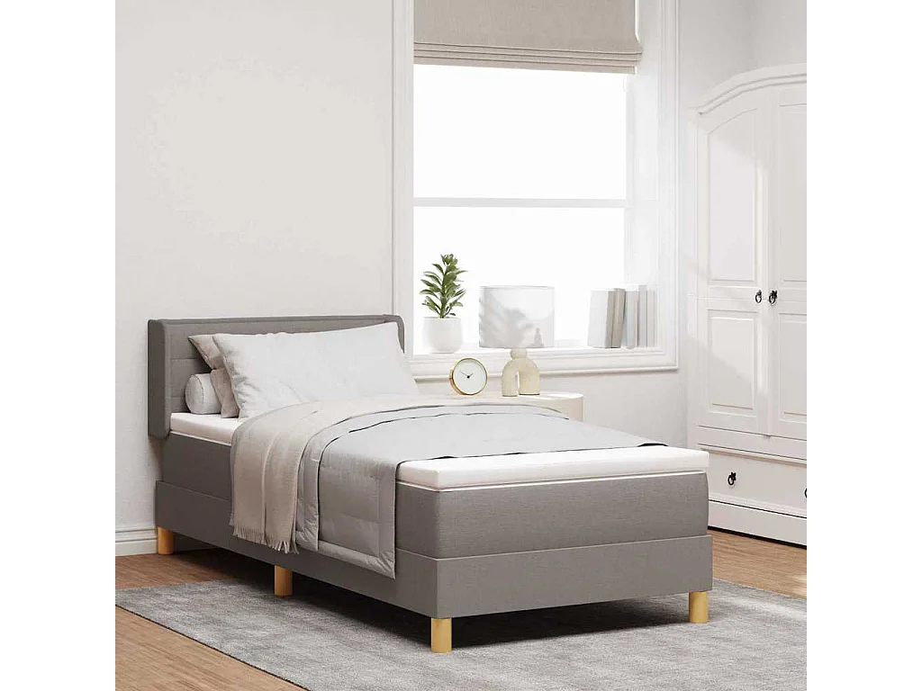 Cama com Estrado Cinzento-acastanhado 80 x 200 cm tecido