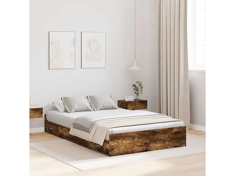 Estrado de cama com arrumação Carvalho fumado 120 x 190 cm