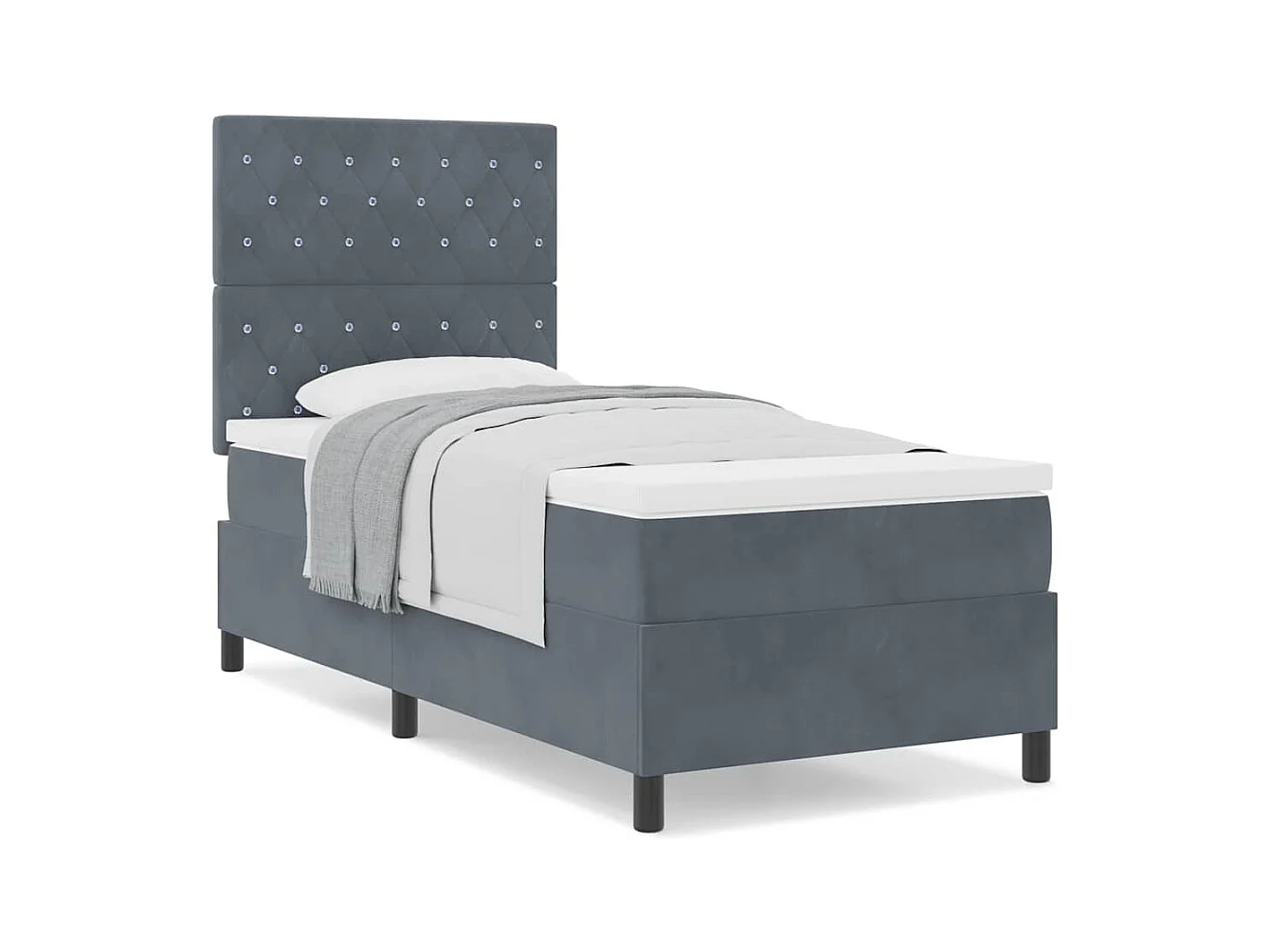 Cadre de lit avec matelas Gris foncé 100 x 200 cm Velours