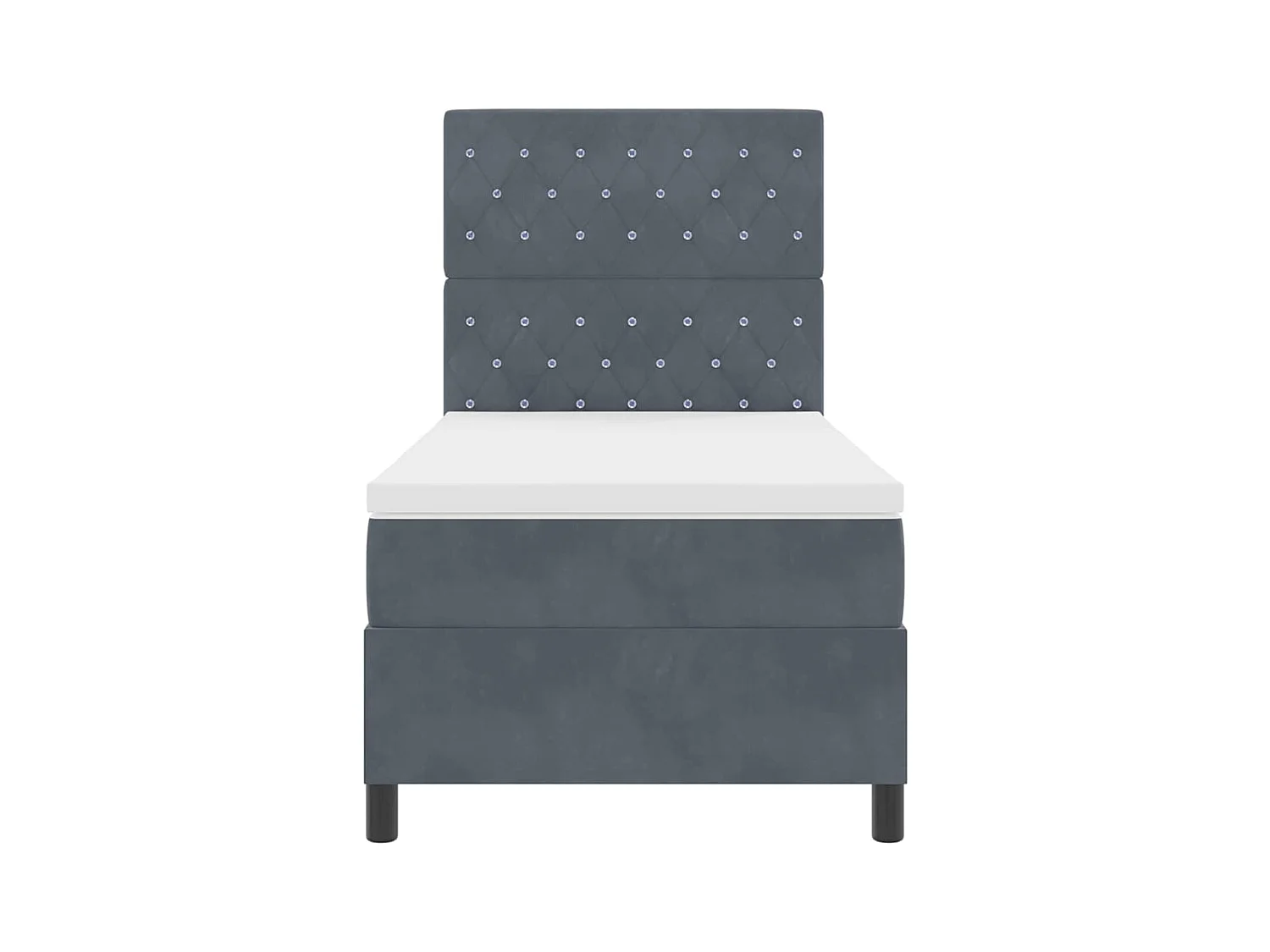 Cadre de lit avec matelas Gris foncé 100 x 200 cm Velours