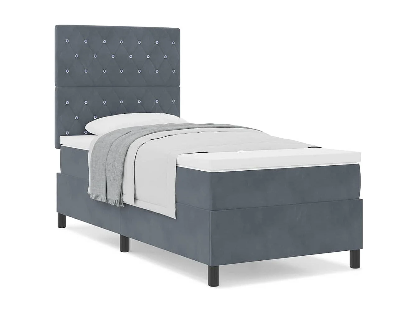 Cadre de lit avec matelas Gris foncé 100 x 200 cm Velours