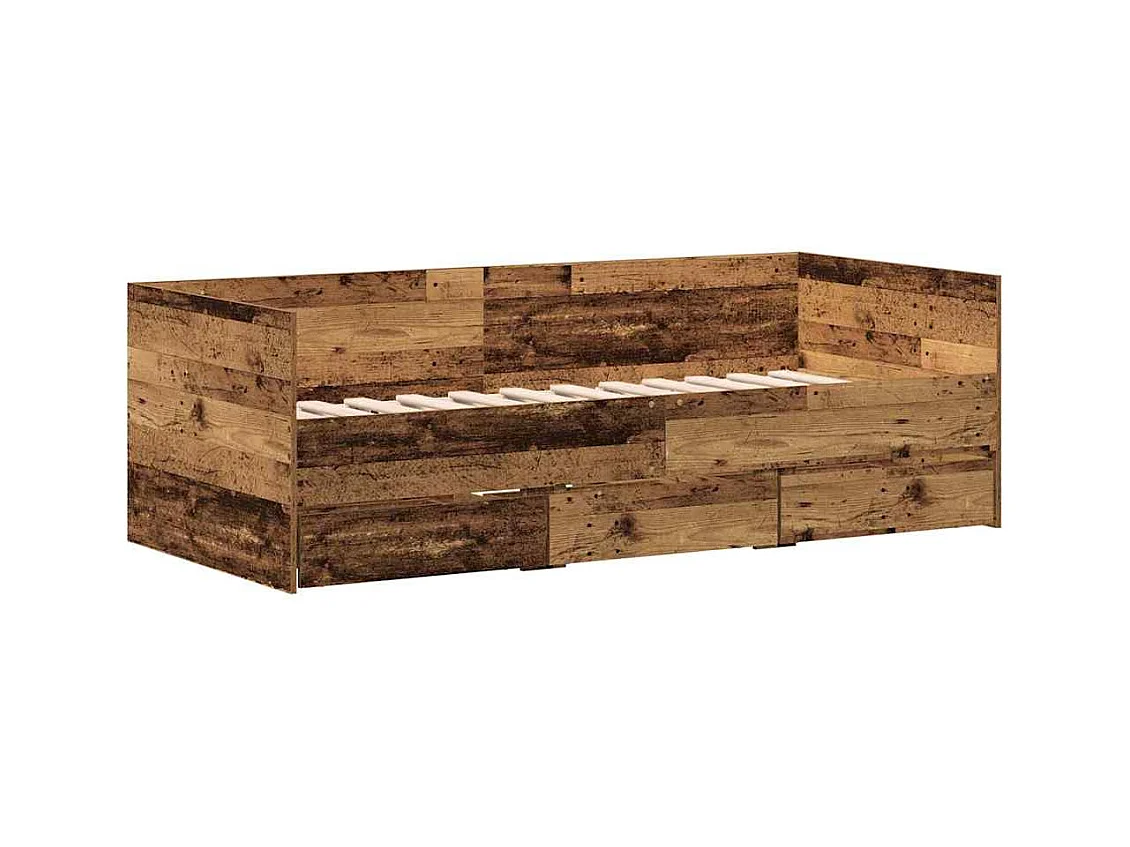 Marco de diván con cajones con cajón Madera vieja 90 x 190 cm