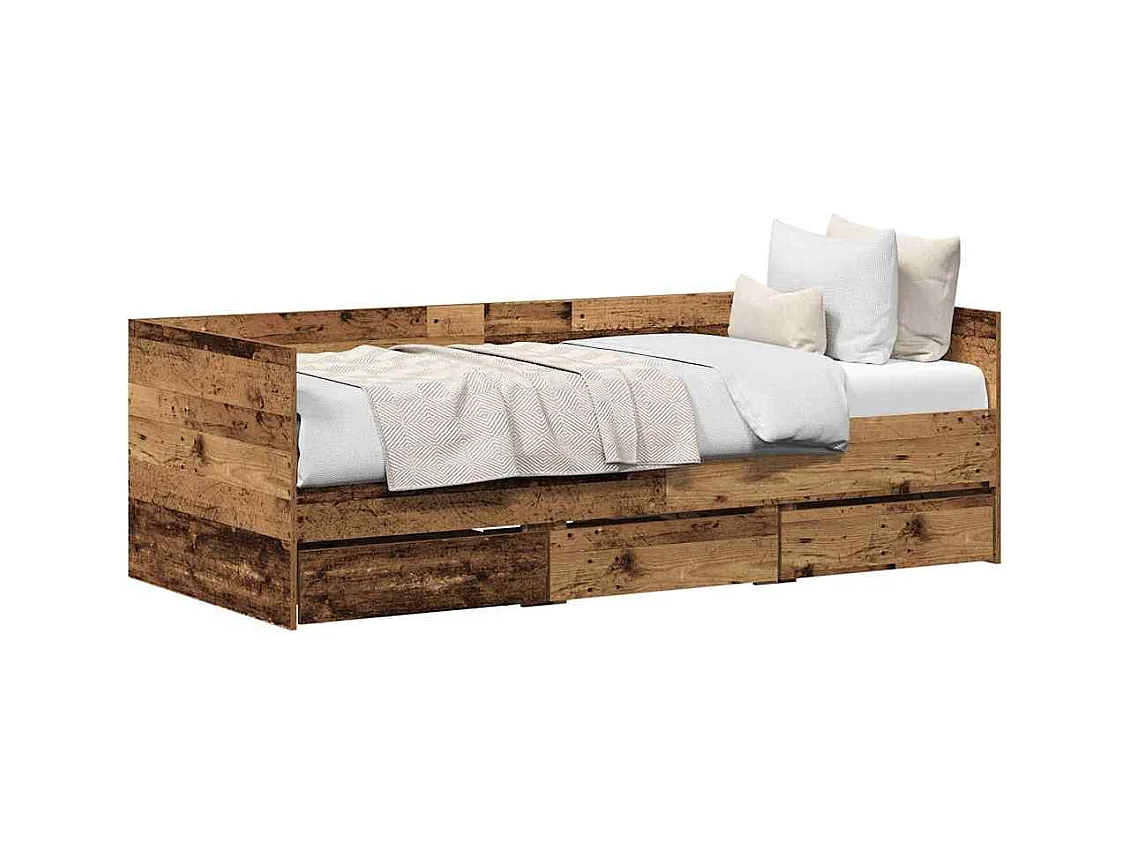 Marco de diván con cajones con cajón Madera vieja 90 x 190 cm