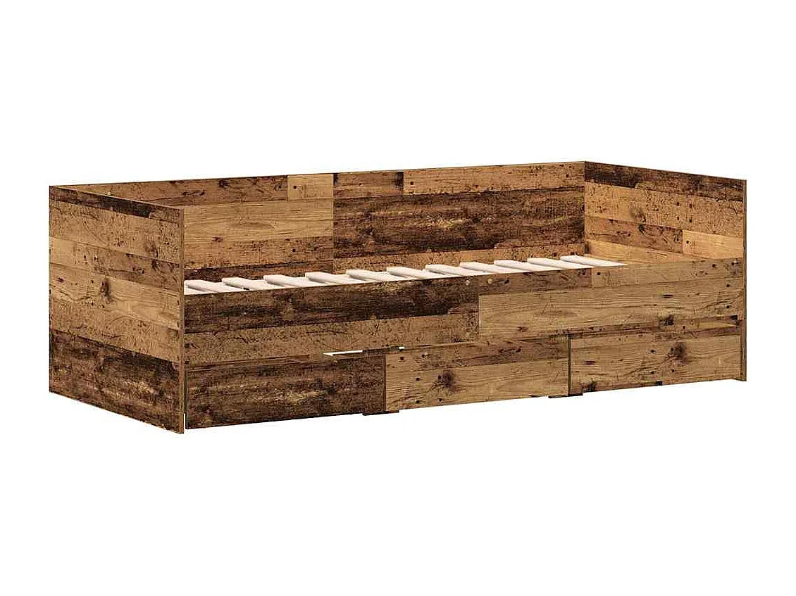 Cadre de lit de jour avec tiroirs Bois ancien 90 x 190 cm