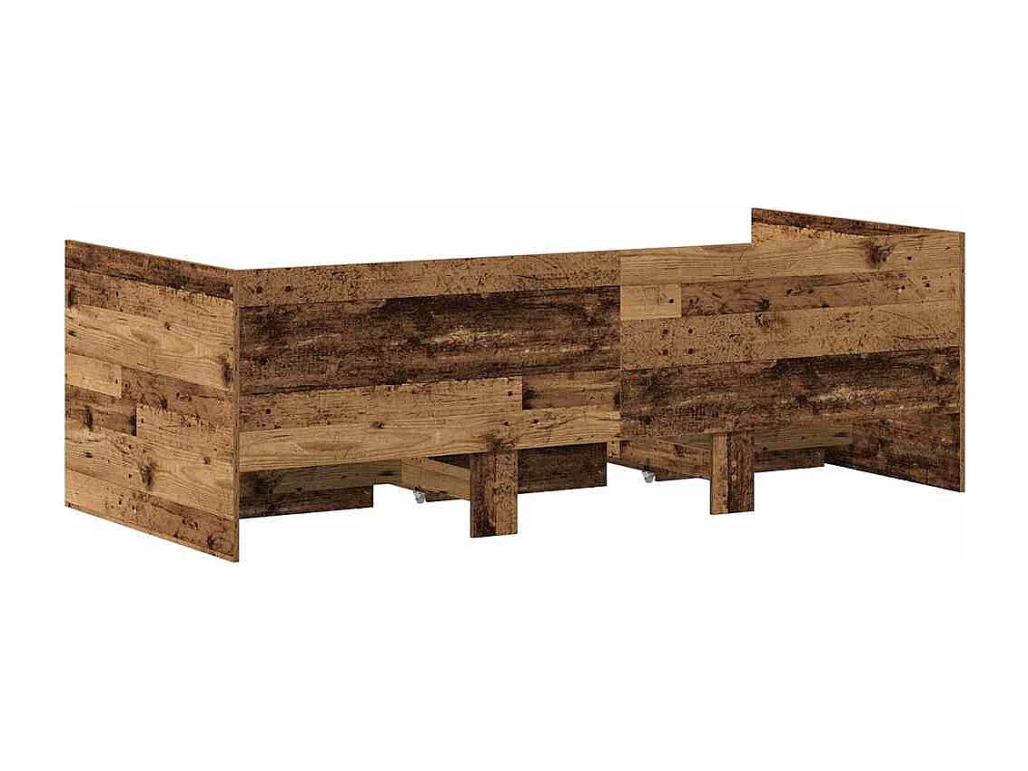 Cadre de lit de jour avec tiroirs Bois ancien 90 x 190 cm