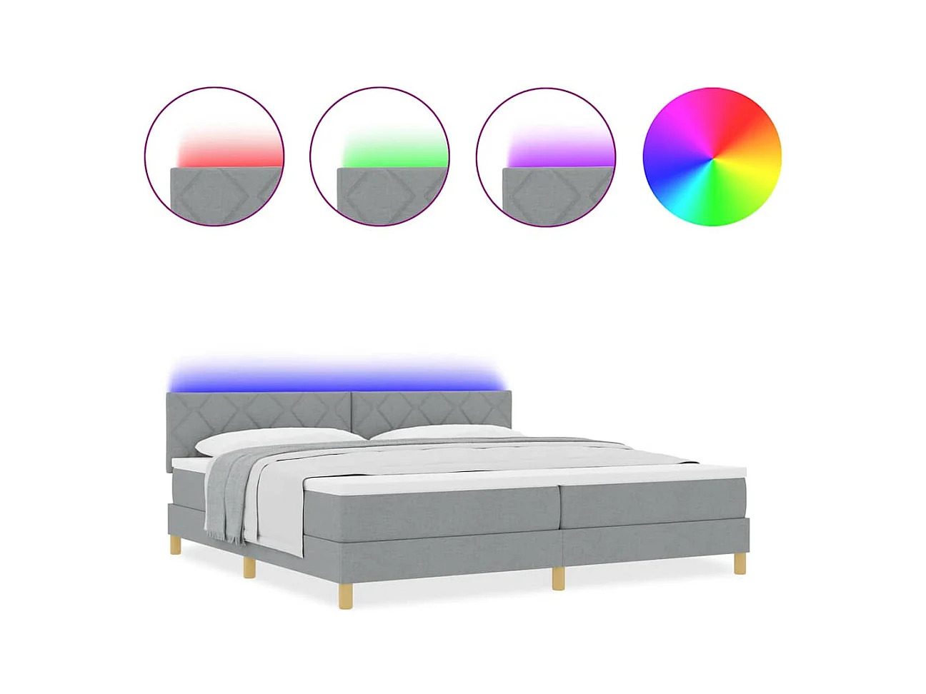 Cadre de lit avec matelas Gris clair 200 x 200 cm tissu