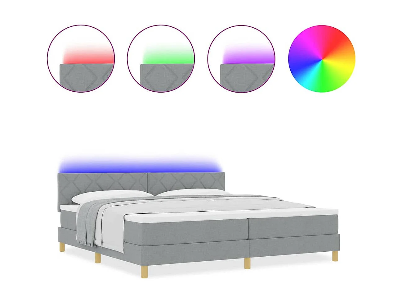 Cadre de lit avec matelas Gris clair 200 x 200 cm tissu