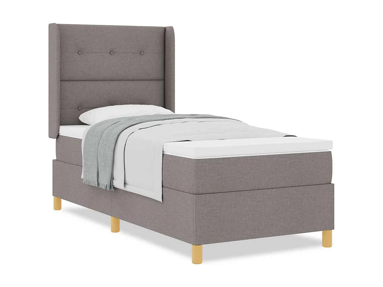 Cama con Somier con colchón con cabecera Taupé 90 x 190 cm tela