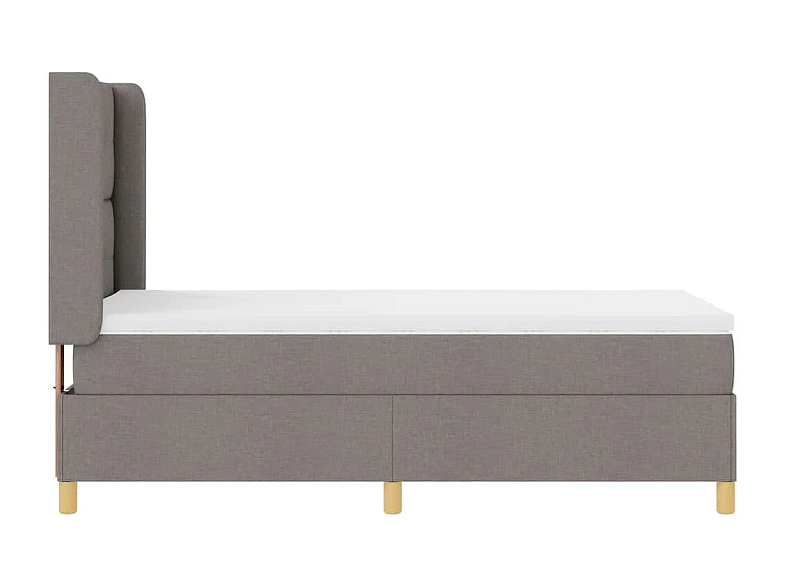 Cama con Somier con colchón con cabecera Taupé 90 x 190 cm tela