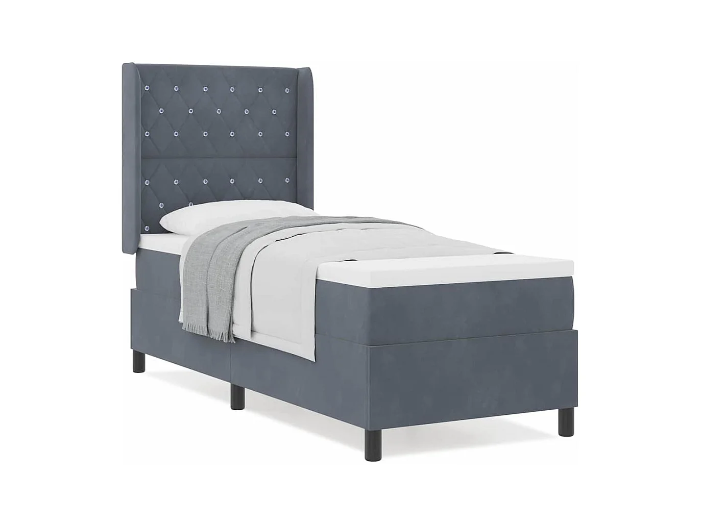 Cadre de lit avec tête de lit Gris foncé 80 x 200 cm Velours