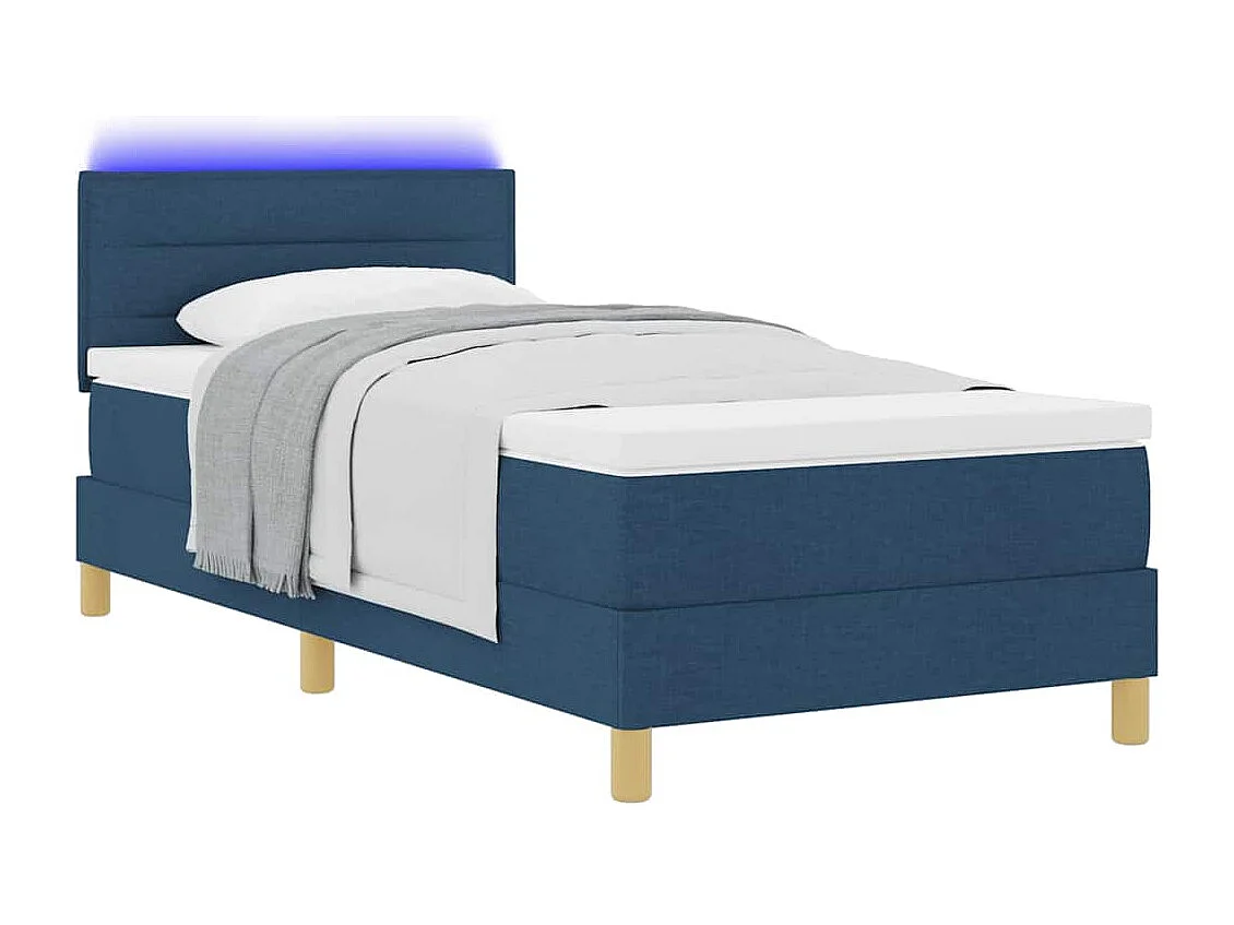 Cama tipo Box Spring con colchón Azul 80 x 200 cm tela