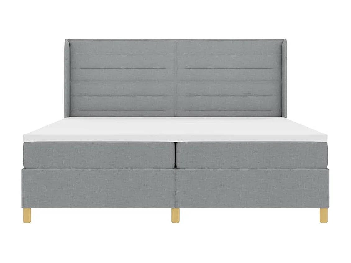 Cama con Somier con colchón Gris claro 200 x 200 cm tela
