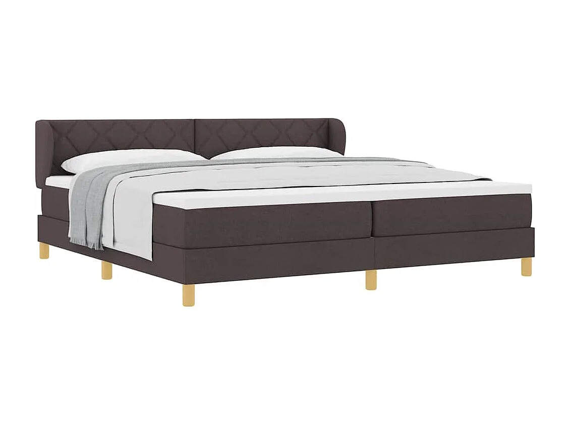 Cama con somier y colchón Crema 90x200 cm Fabric Marrón oscuro