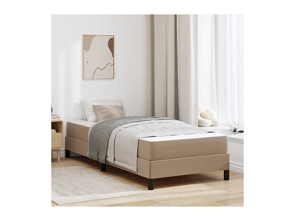 Cadre de lit avec matelas Cappuccino 90 x 190 cm Faux cuir
